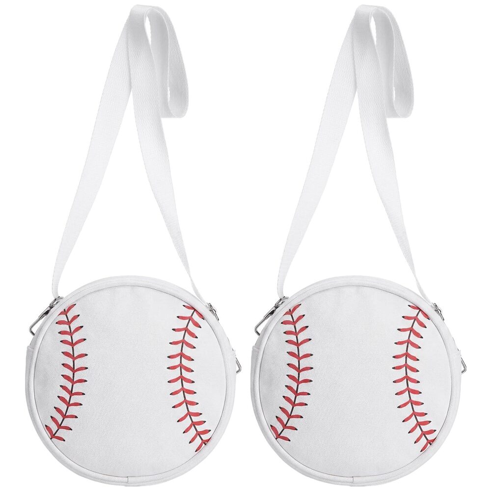 5049 2 Pack Baseball Crossbody Bags Crossbody Purses Mom Canvas Round